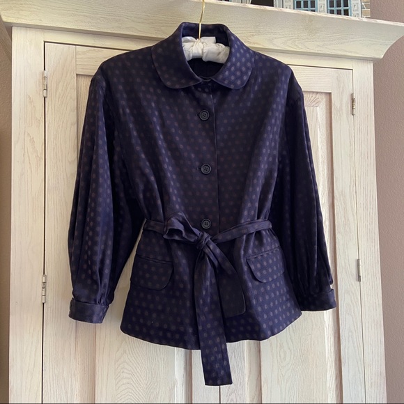 BCBGMAXAZRIA Polka Dot Dolman Bishop Sleeve Belted Jacket | Size XS - Picture 2 of 8